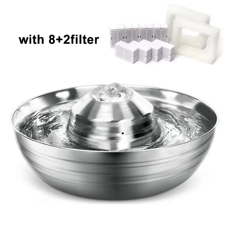 Stainless Steel Cat Fountain Filter Water Drinking Fountain Pet Cat Dog Ultra-Quiet Automatic Fountains and Filter Cats Drinker