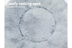 round Pet Calming Dog Bed Plush 120CM Xxxlarge Grey