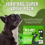 1080 Count Dog Poop Bags USDA 41% Plant Based 60 Rolls of Strong & Thick Dog Waste Poo Bags 9X13 Green Unscented Poop Holder