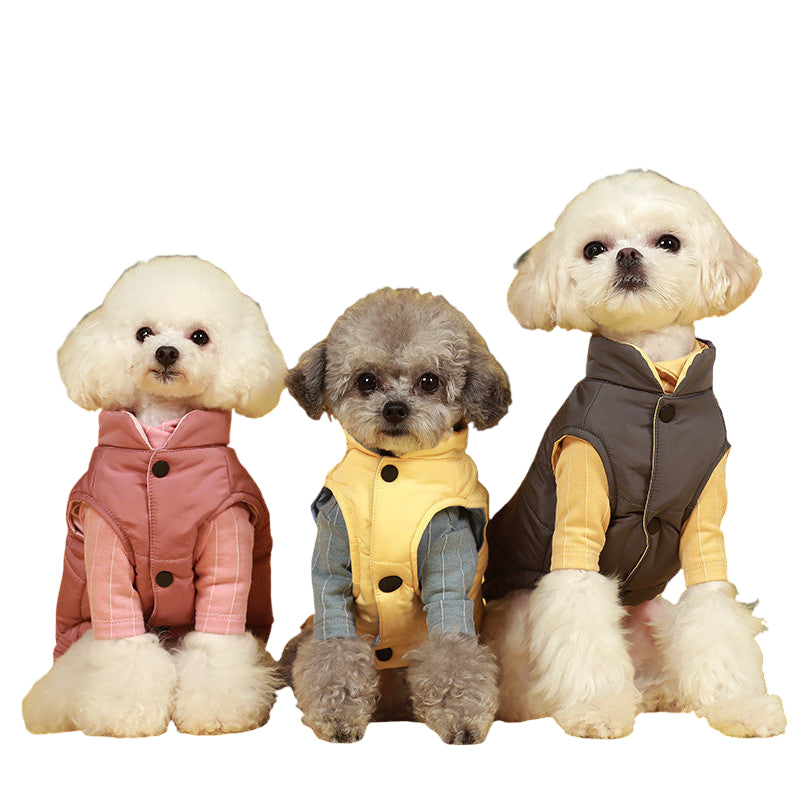 Contrasting Color Cotton Dog Vest Jacket