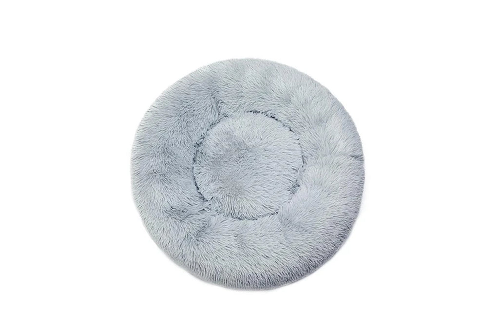 round Pet Calming Dog Bed Plush 120CM Xxxlarge Grey